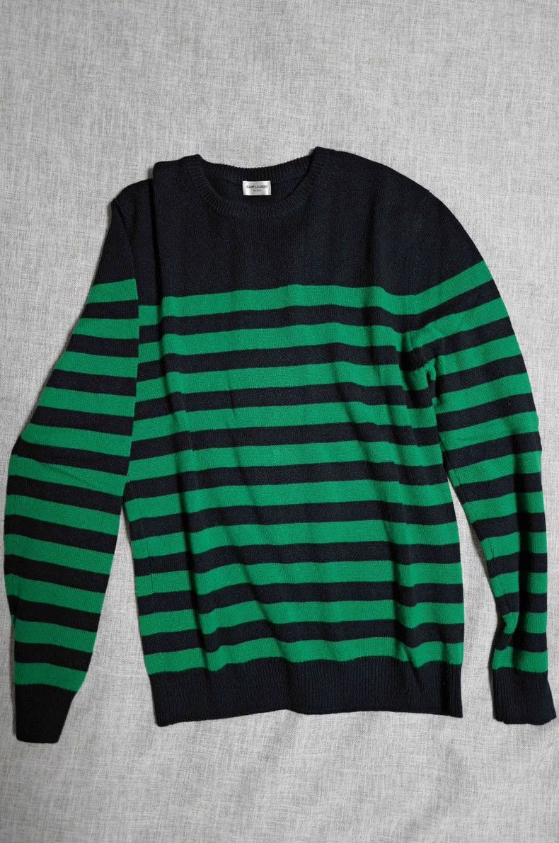 Saint Laurent Paris Saint Laurent Paris Black and green striped cashmere sweat Size XL / US 12-14 / IT 48-50 - 1 Thumbnail