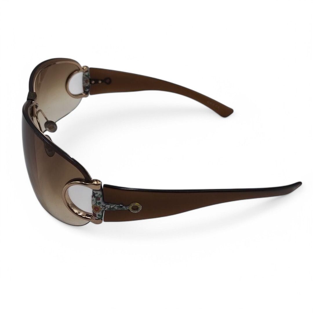 Gucci Gucci - Horsebit Sunglasses Faded Brown Shades Flora Size ONE SIZE - 2 Thumbnail