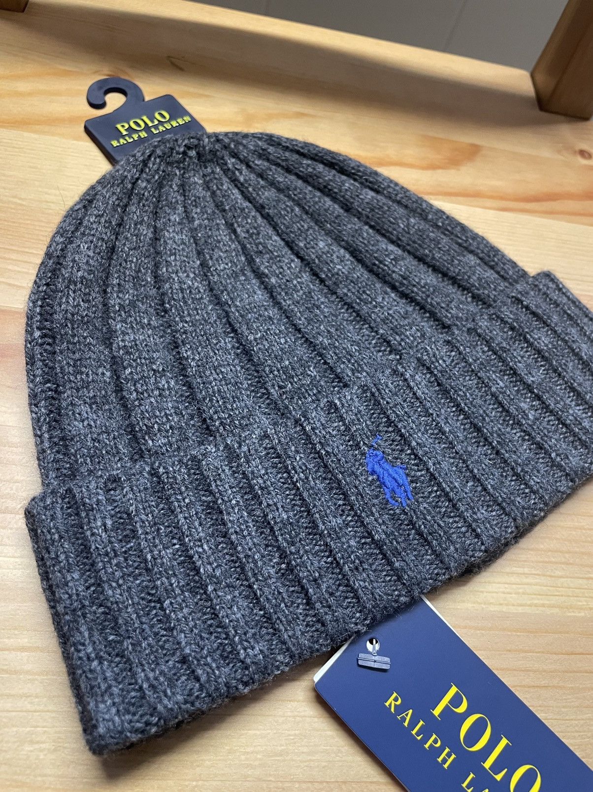 Polo Ralph Lauren Polo Ralph Lauren Beanie Charcoal Gray Blue Hat RL Knit Size ONE SIZE - 1 Thumbnail