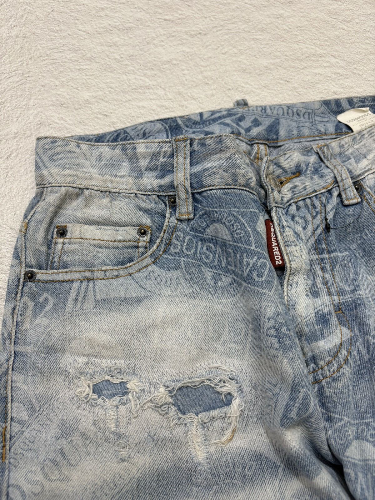 Dsquared2 2000s Dsquared distressed fullprint denim pants y2k style Size US 30 / EU 46 - 4 Thumbnail