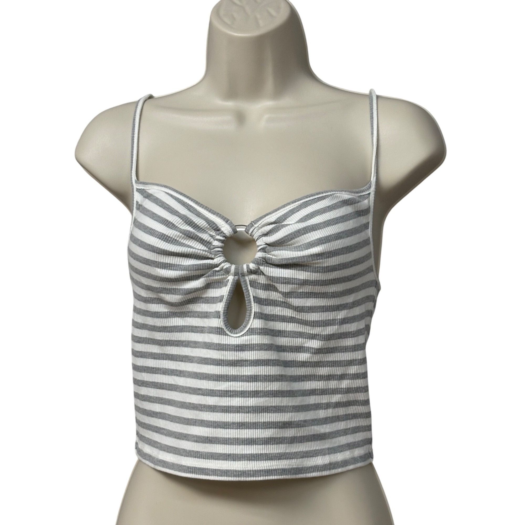 Other Elodie Women’s Keyhole-front, Rikbbed, Cropped tank top, Gra Size XS / US 0-2 / IT 36-38 - 2 Thumbnail