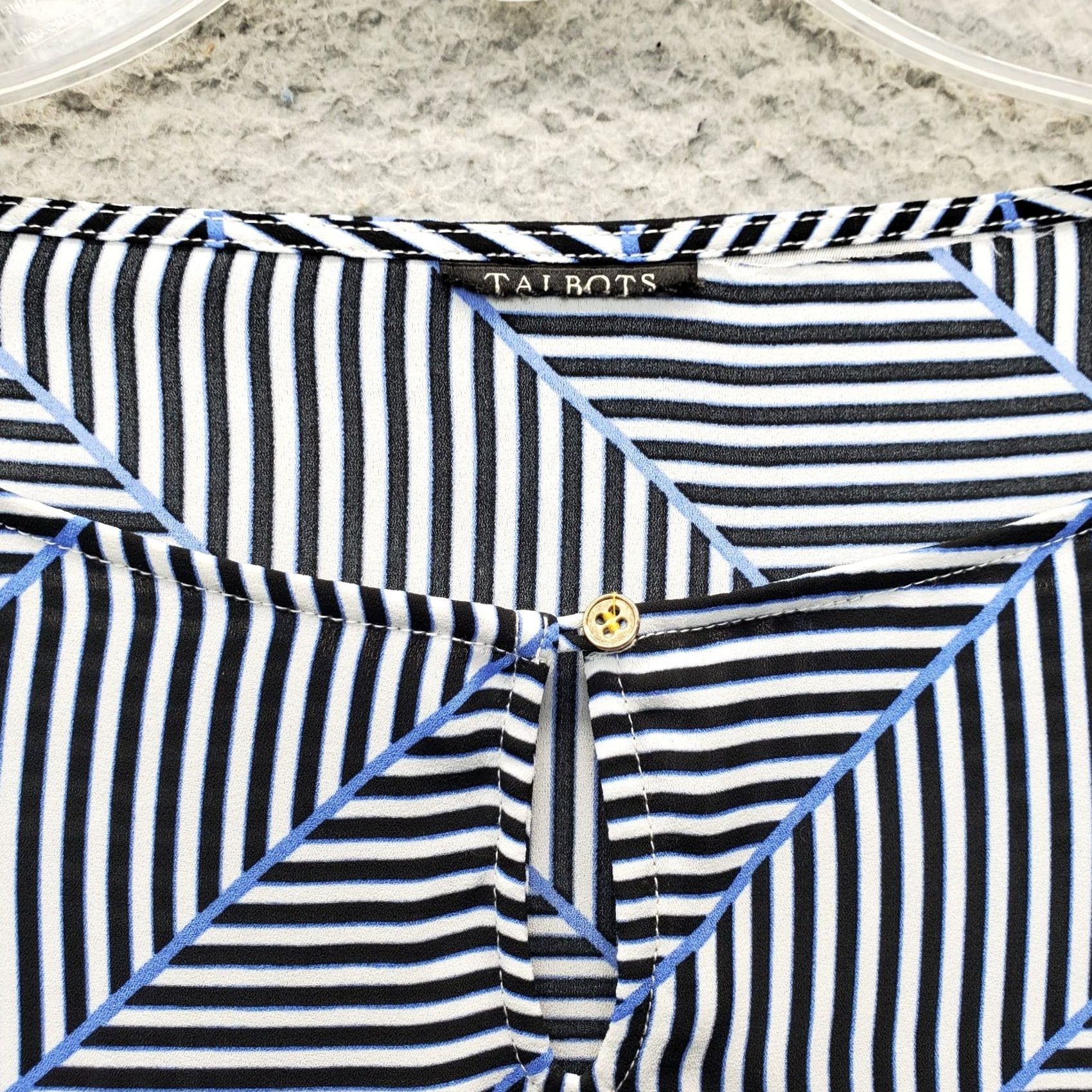 Talbots Talbots Blouse Womens Large Multicolor Striped Stretch Tie Sleeve Round Neck Shirt Womens Size L Size L / US 10 / IT 46 - 3 Thumbnail