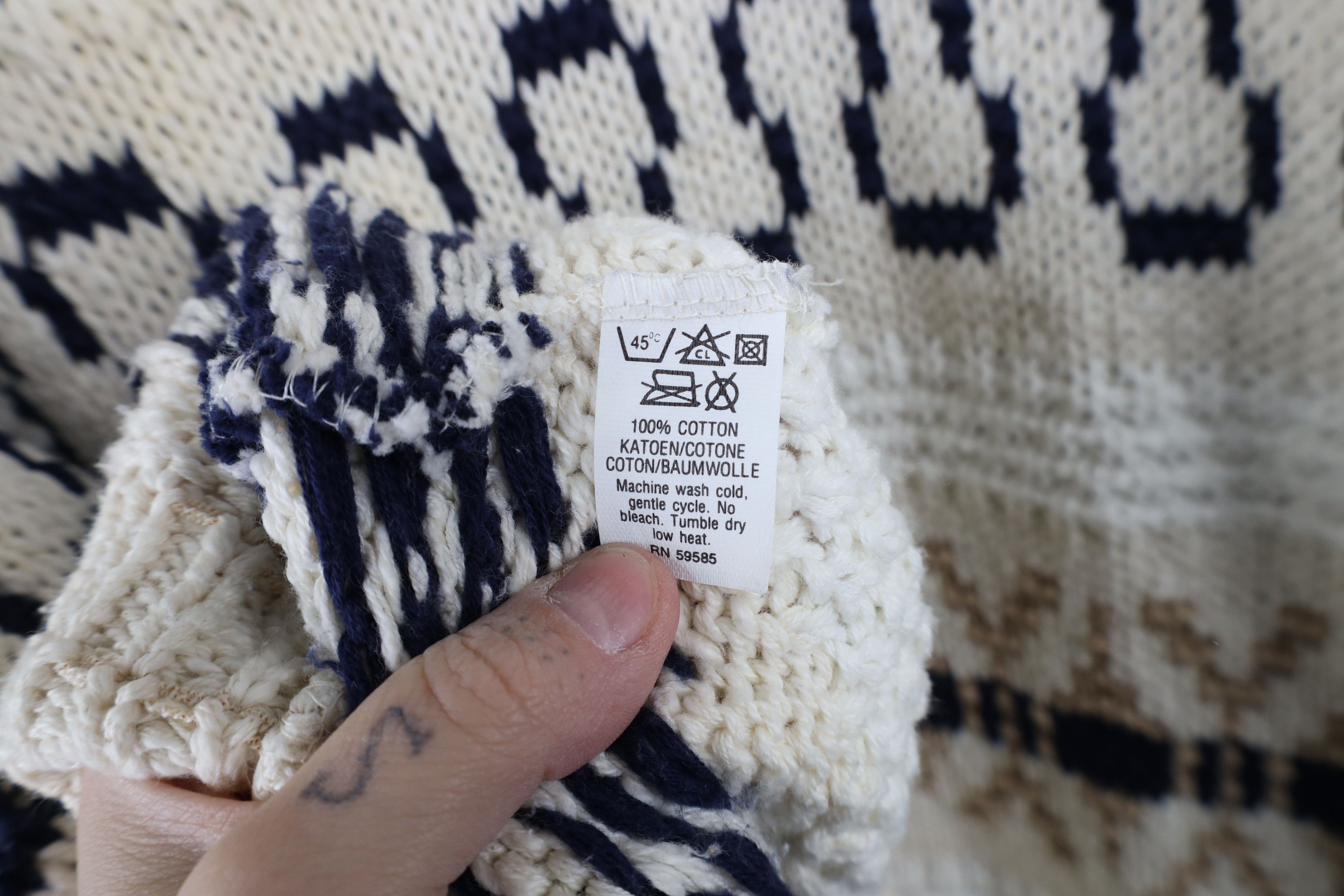 Vintage Vintage 90s Streetwear Cotton Fair Isle Knit Sweater USA Size US XL / EU 56 / 4 - 9 Thumbnail