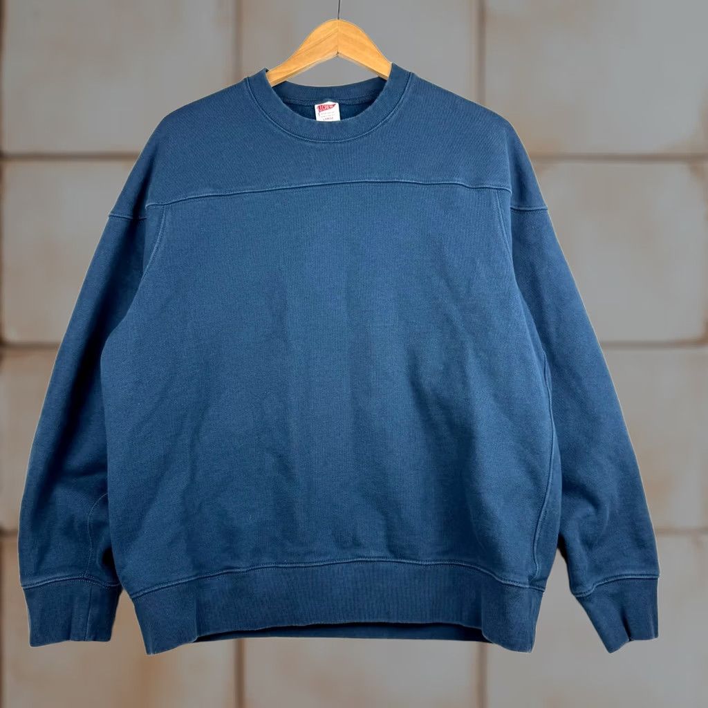 J.Crew VINTAGE J.CREW Sweatshirt Mens Large Blue Crew Neck Fleece Pullover with Pockets Jacket/Coat? Size US L / EU 52-54 / 3 - 1 Thumbnail