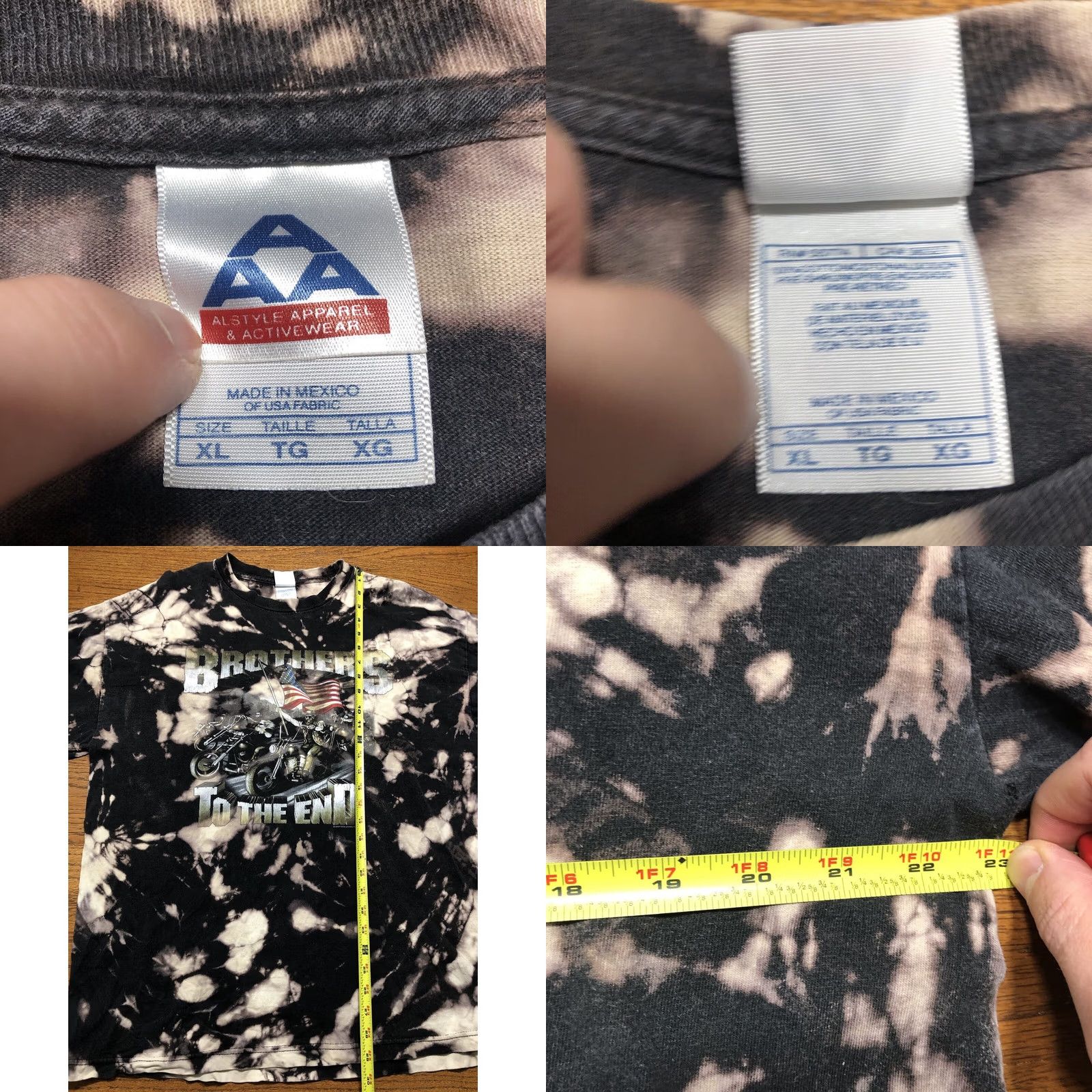 Vintage Vtg Alstyle Apparel & Activewear Brothers to the End Motorcycle Tie Dye Acid Wash 2007 Shirt Mens XL Black 100% Cotton Knit T-Shirt 90s Biker Mens XL Size US XL / EU 56 / 4 - 8 Thumbnail