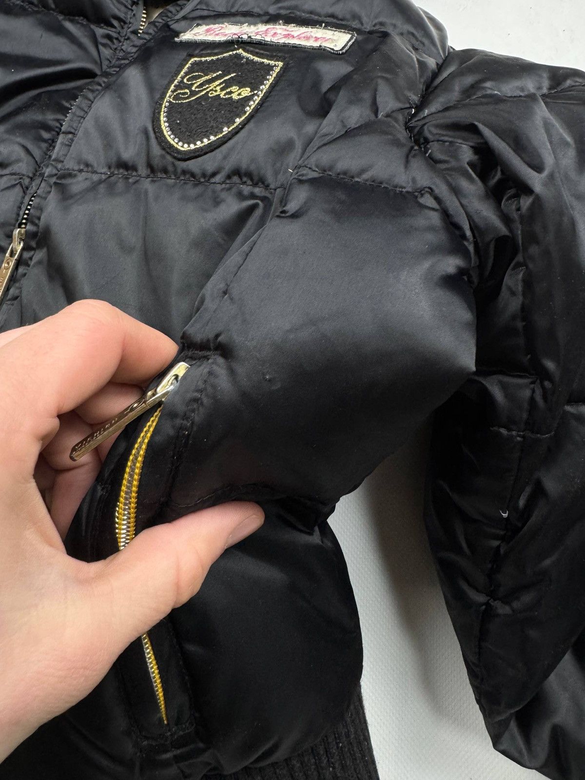 Other Vintage Yishion Black Puffer Jacket Hooded Zip Up Coat Size M / US 6-8 / IT 42-44 - 6 Thumbnail