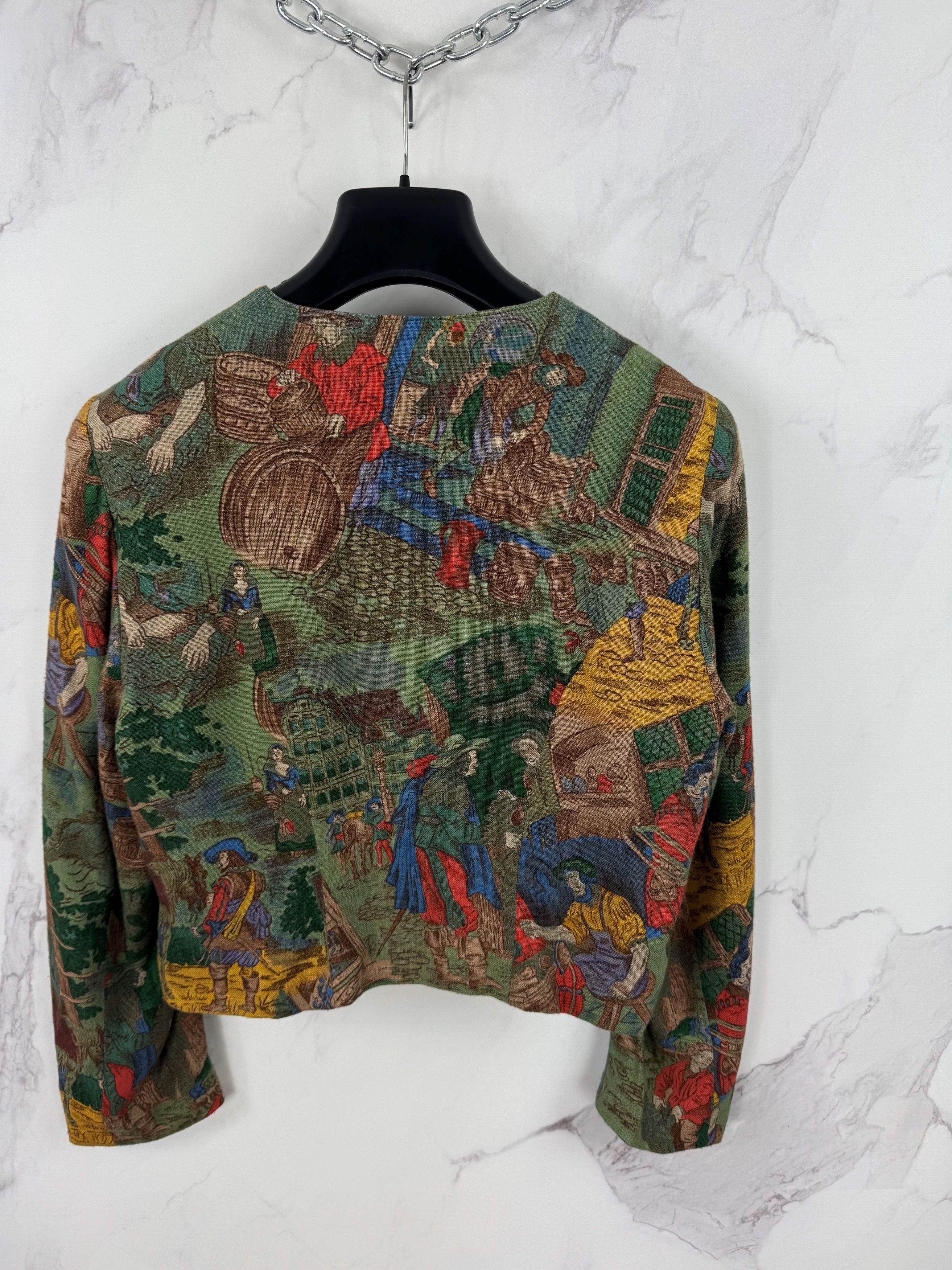 Vintage Vintage Cropped Blazer With Medieval Historical Pattern Size L / US 10 / IT 46 - 4 Thumbnail