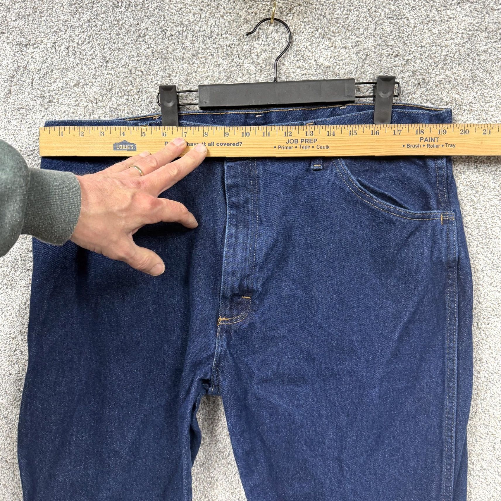 Denime Rustler Jeans Mens 39x30 Blue Relaxed Tapered Denim Dark Wash Workwear Jeans Size US 40 / EU 56 - 2 Thumbnail