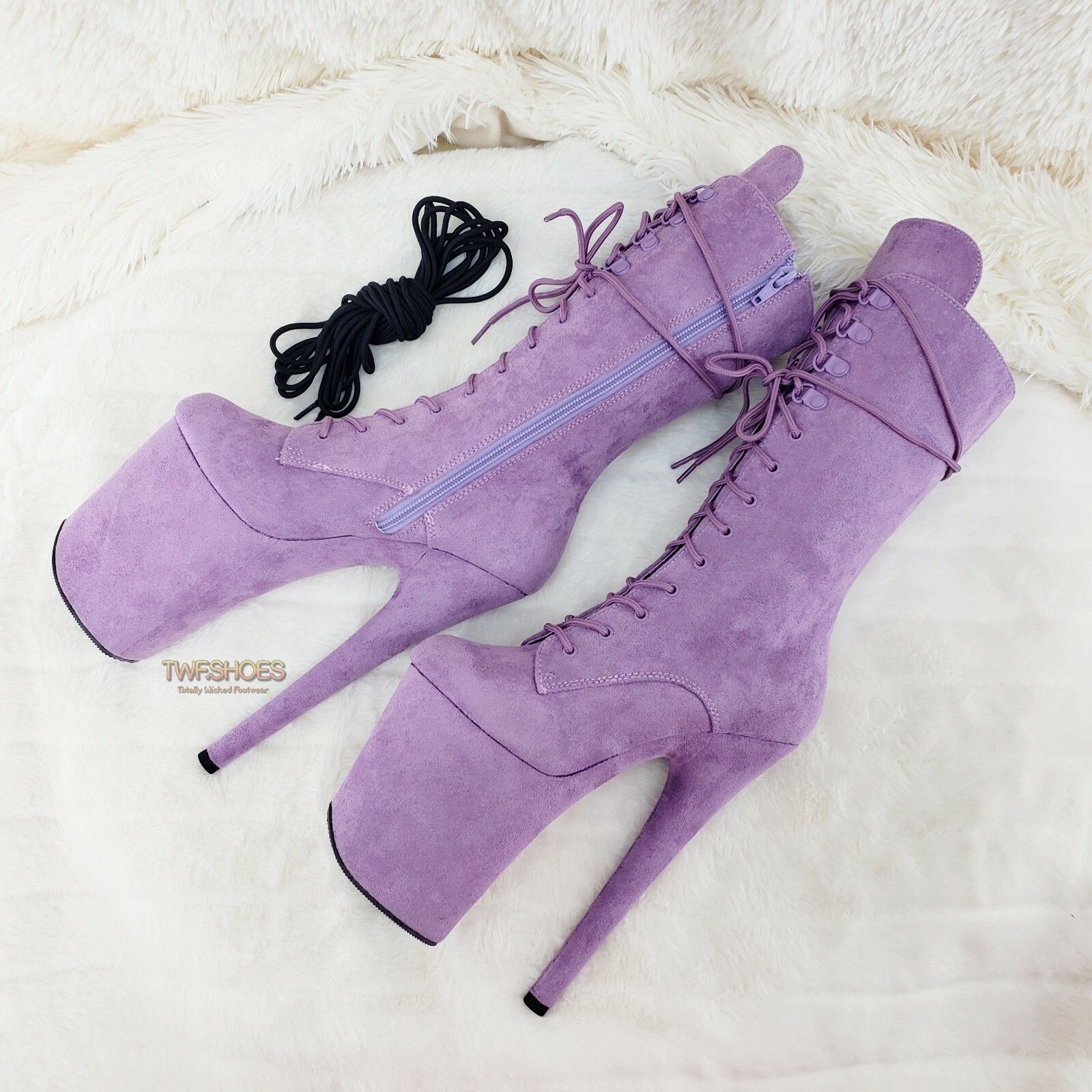 Other Flamingo 1050FS Lilac Purple V-Suede 8" Heel Platform Mid Ca Size US 9 / IT 39 - 7 Thumbnail