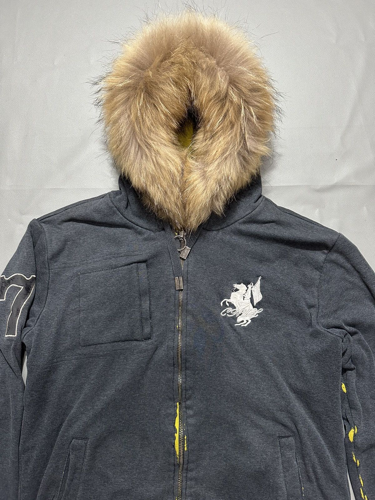 Hysteric Glamour DISTRESSED CRUX NUMBER 7 Zip Fur Hoodie PUNK LGB style Size US L / EU 52-54 / 3 - 2 Thumbnail