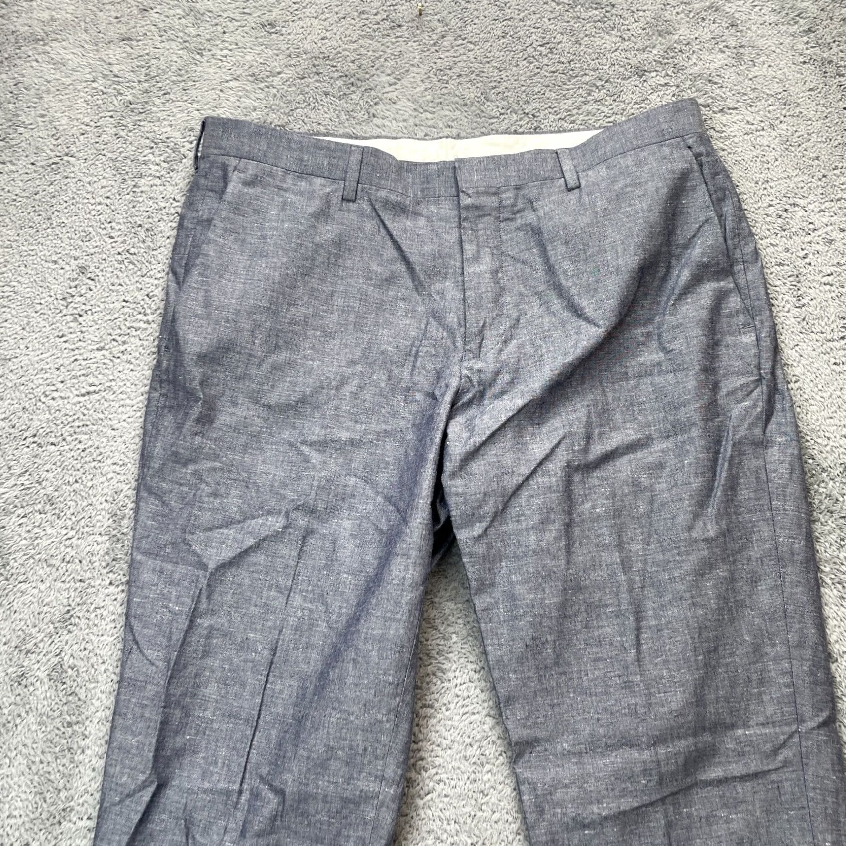 J.Crew J.CREW Pants Mens 34x30 Gray Slim Tapered Leg Dress Pants Cotton Linen Formal Shirt, 34x30, Slim Fit, Gray Size US 34 / EU 50 - 5 Thumbnail