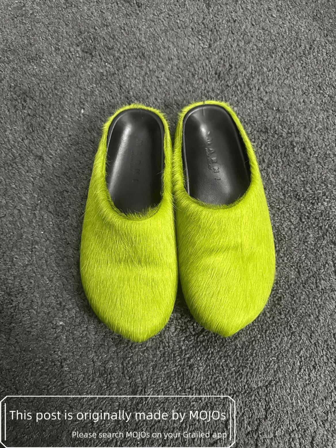 Marni Sz 42 Marni Green Fur Slide mojos113317 Size US 9 / EU 42 - 1 Thumbnail
