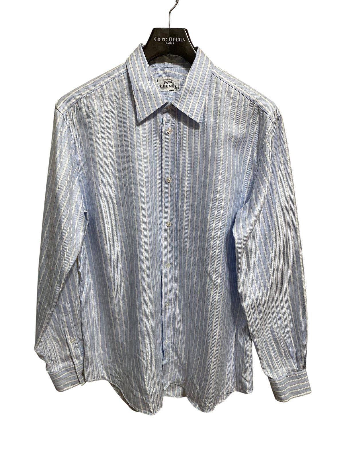 Hermes Vintage 90s hermes martin margiela era shirt button striped Size US L / EU 52-54 / 3 - 6 Thumbnail