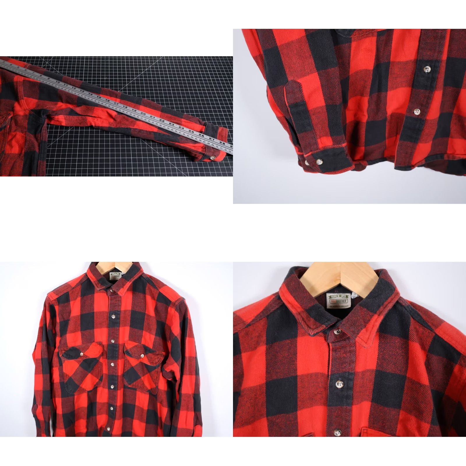 Vintage VINTAGE Five Brother Flannel Shirt Men's Large Red Black Buffalo Plaid Workwear Size US L / EU 52-54 / 3 - 8 Thumbnail