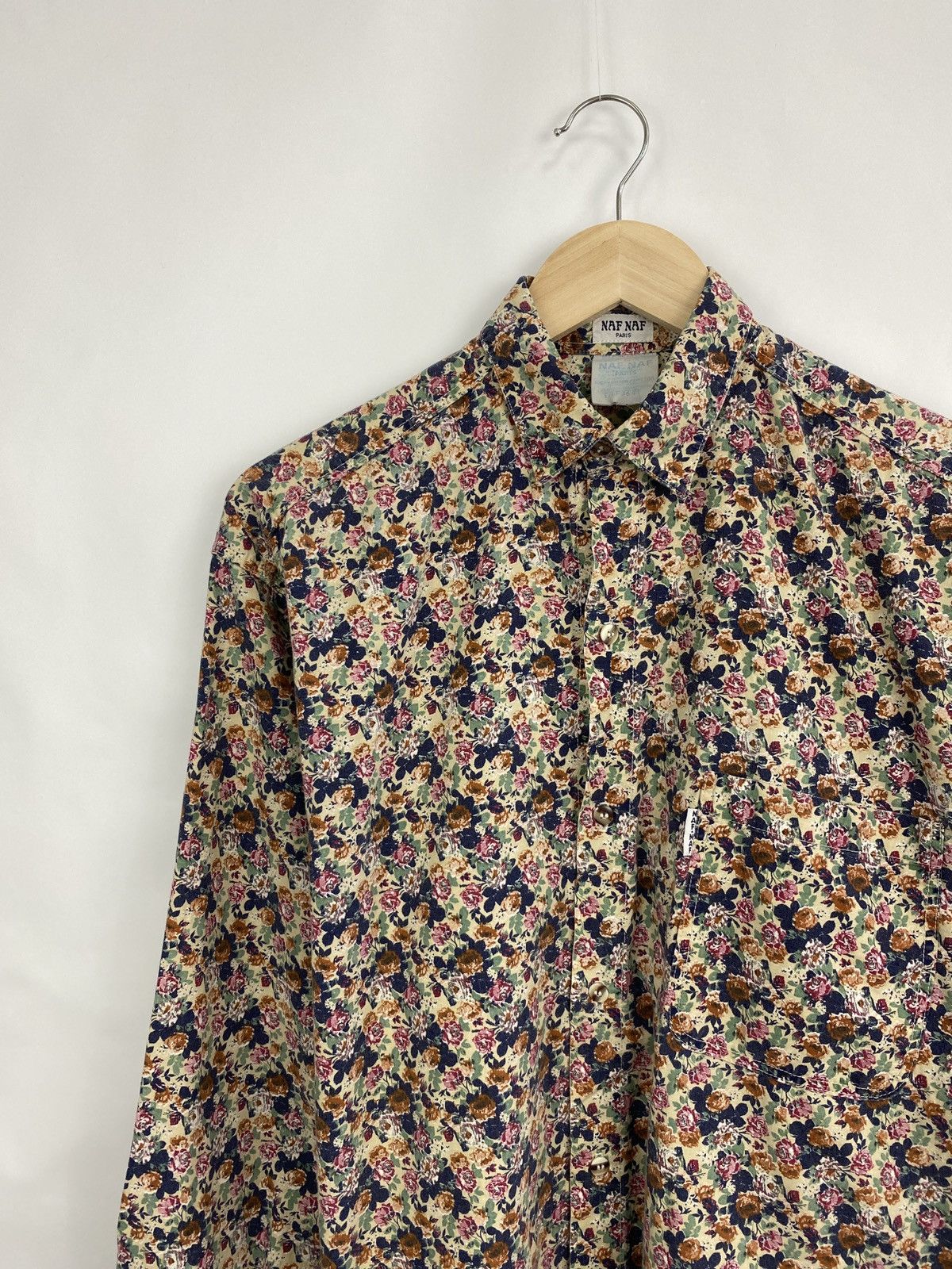 Designer 🇫🇷 Vintage 80s NAF NAF Paris Floral Shirt Made In France Rare Size M / US 6-8 / IT 42-44 - 2 Thumbnail