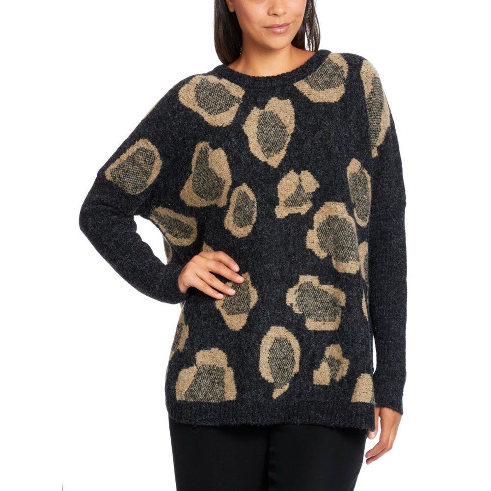 Other NWT New Joseph A Double Knit Poncho Sweater In Black Leopar Size XL / US 12-14 / IT 48-50 - 1 Thumbnail