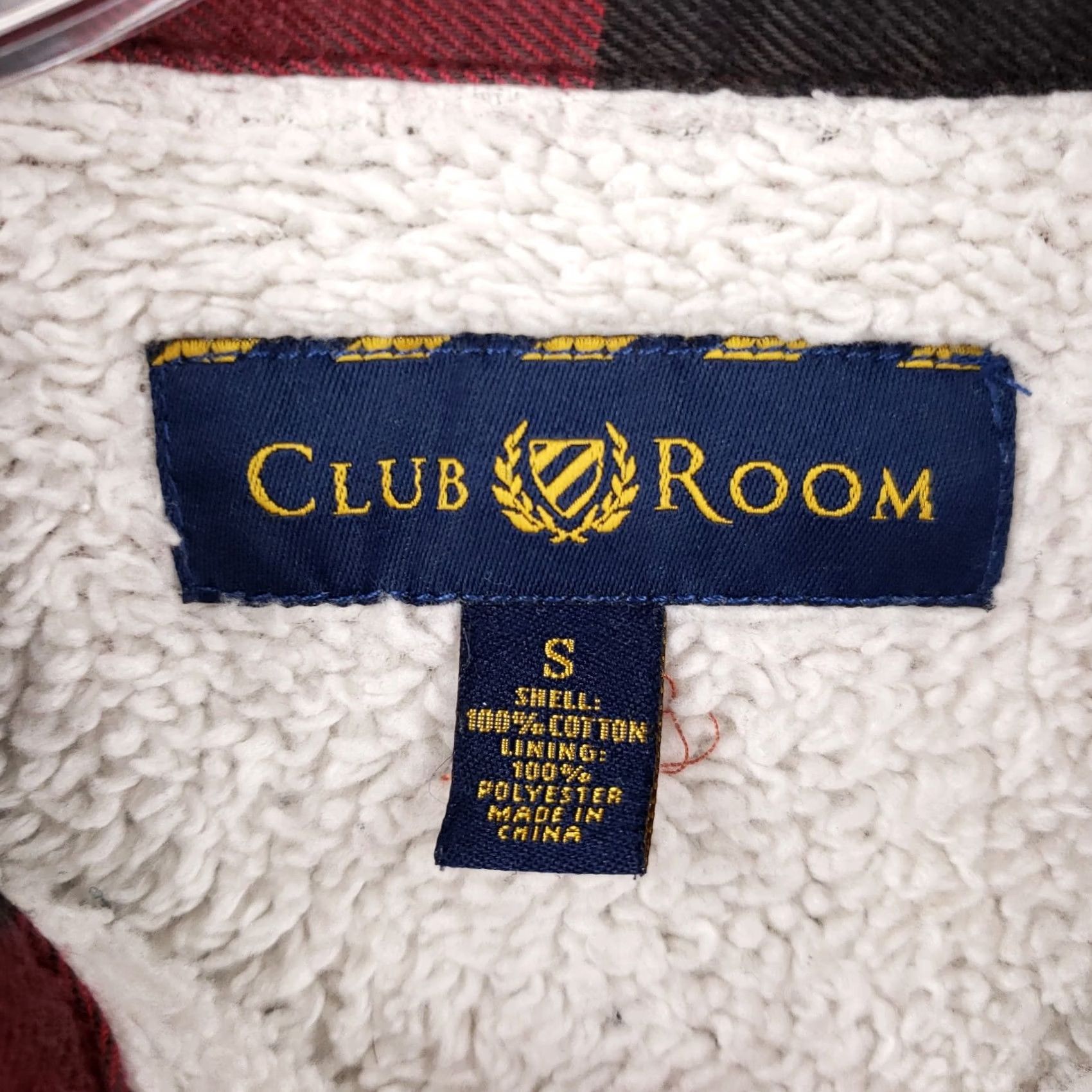 Club Room Club Room Shirt Jacket Mens S Red Plaid Sherpa Lined Button Up Mid-Length Coat Size US S / EU 44-46 / 1 - 5 Thumbnail