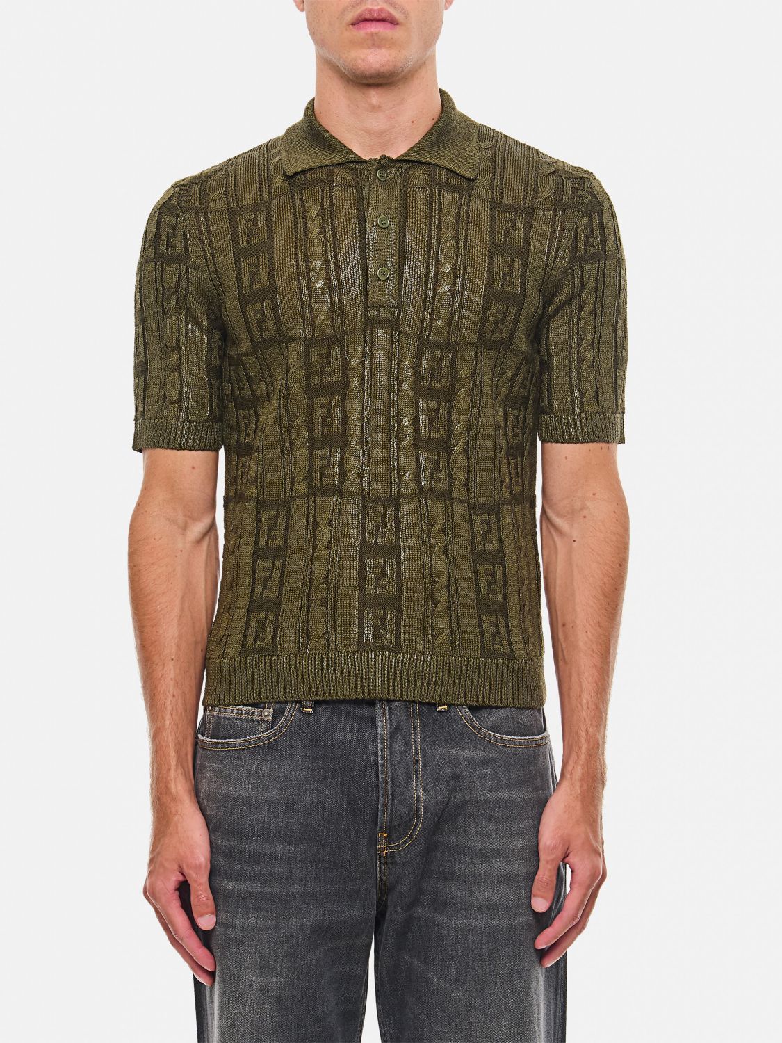 Fendi Fendi Polo Shirt Men Beige Size US L / EU 52-54 / 3 - 1 Thumbnail