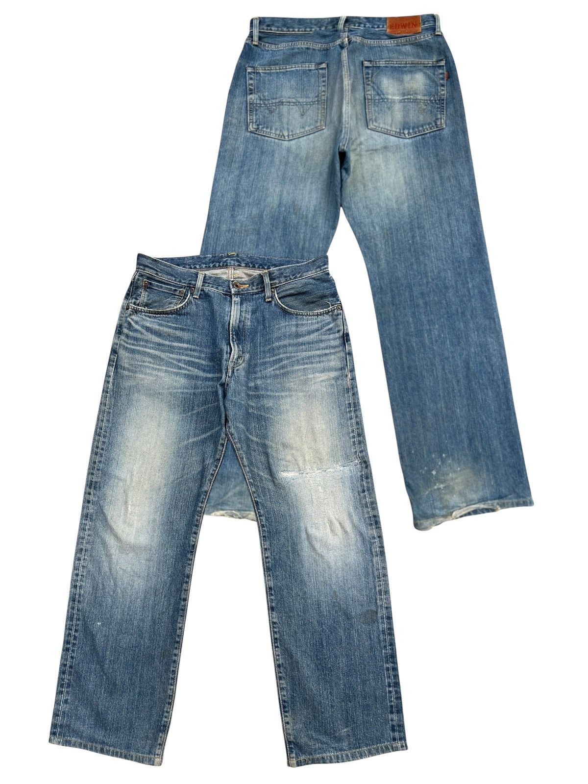 Edwin Vintage Edwin 505 Selvedge Distressed Denim Jeans 35x31 Size US 35 - 1 Thumbnail
