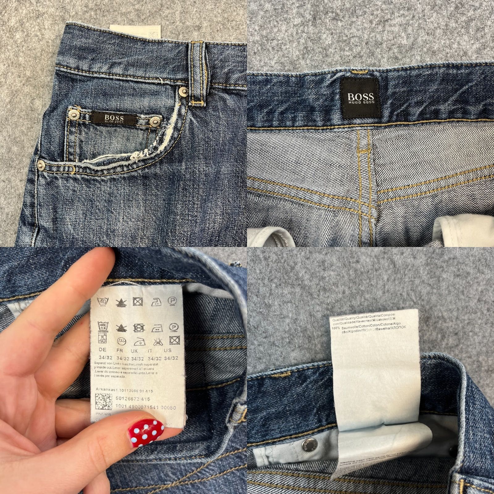 Hugo Boss HUGO BOSS Arkansas Jeans Regular Straight 32 30 Dark Blue Cotton Button Fly 5-Pocket Mens Vintage No Blue Jeans Size US 32 / EU 48 - 8 Thumbnail