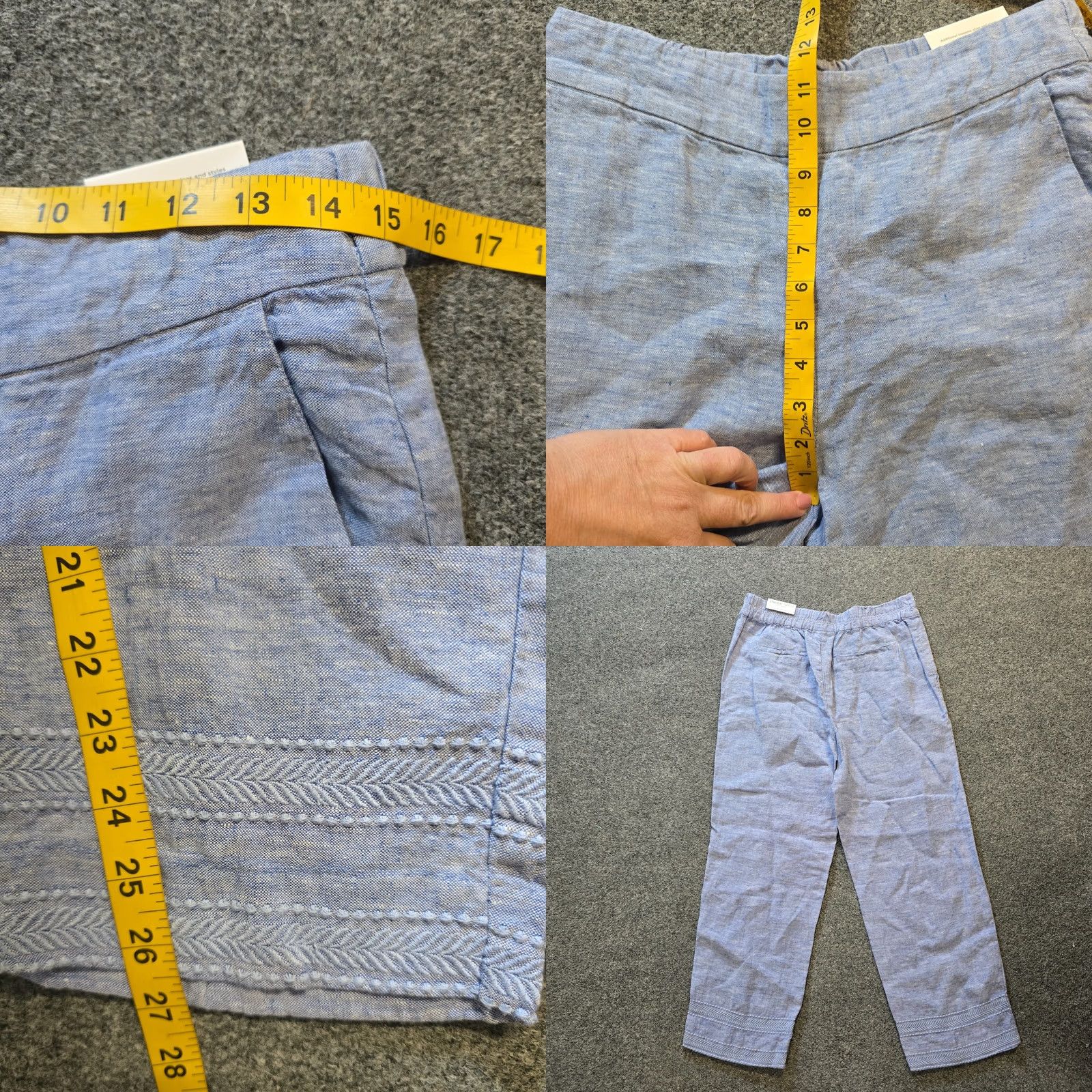 Vintage Chico's Pants Womens Size 6 Blue Linen Straight Leg Cropped Embroidered Casual Shirt? Size 28" / US 6 / IT 42 - 8 Thumbnail