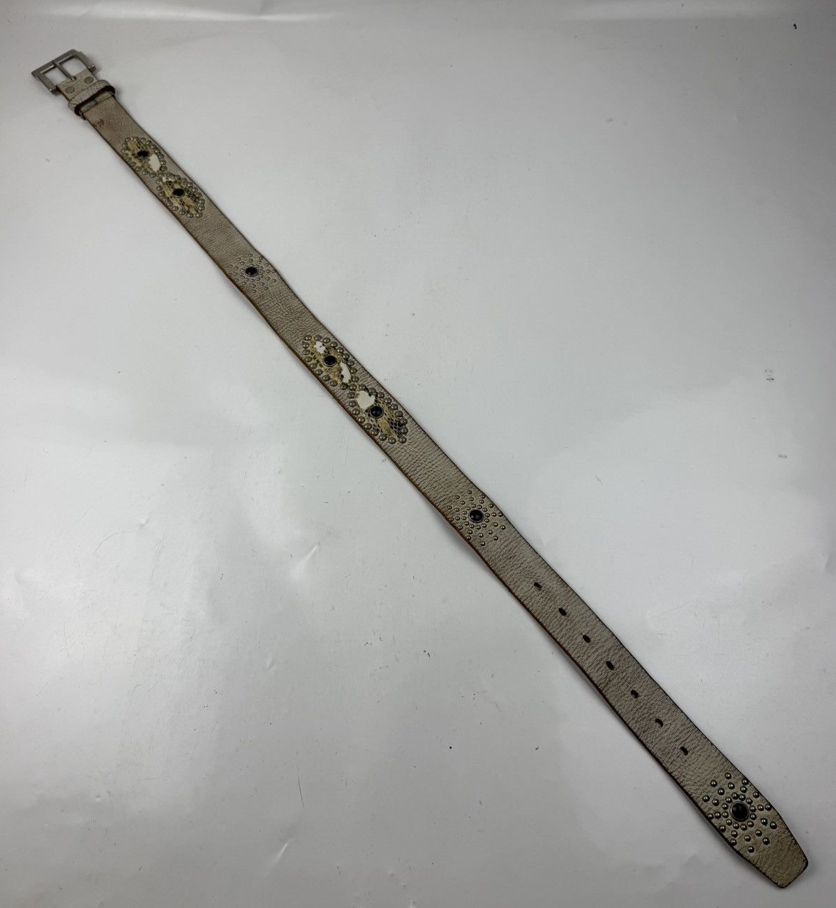 Japanese Brand distressed studded leather belt tc54 Size 34 - 2 Thumbnail