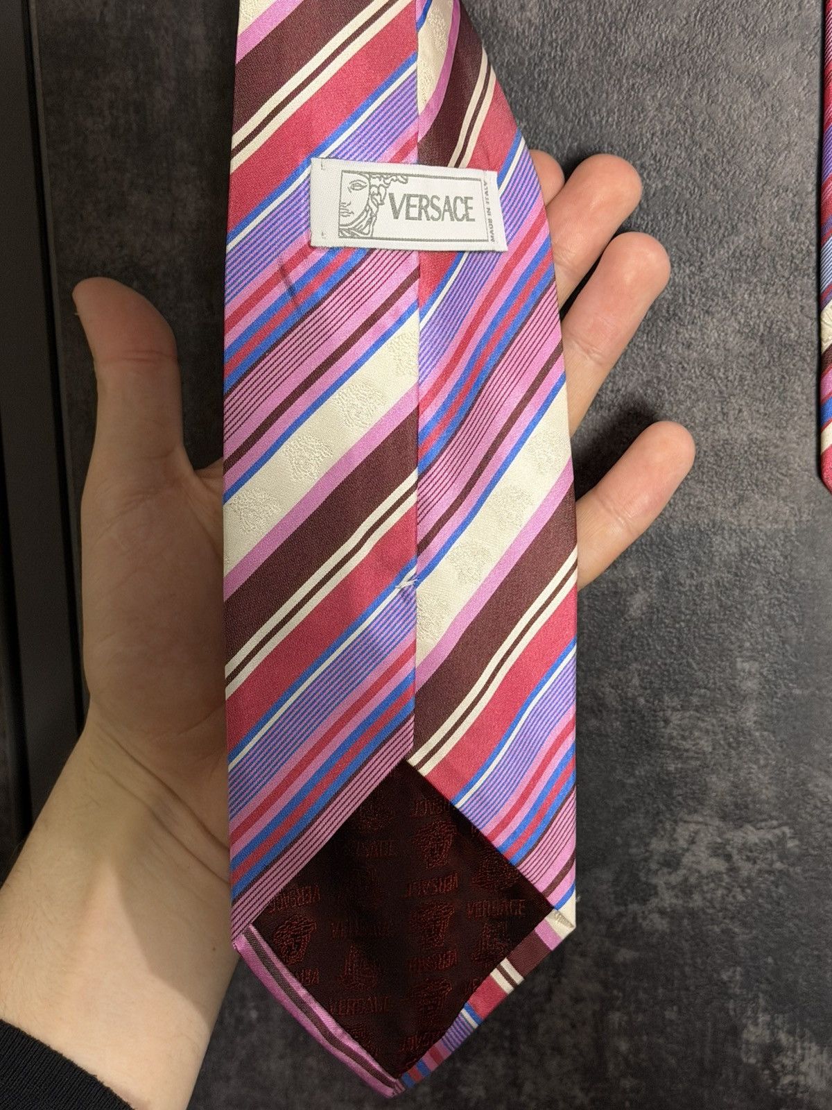 Versace Rare Vintage Versace Medusa Striped Silk Tie ysl gucci prada Size ONE SIZE - 8 Thumbnail