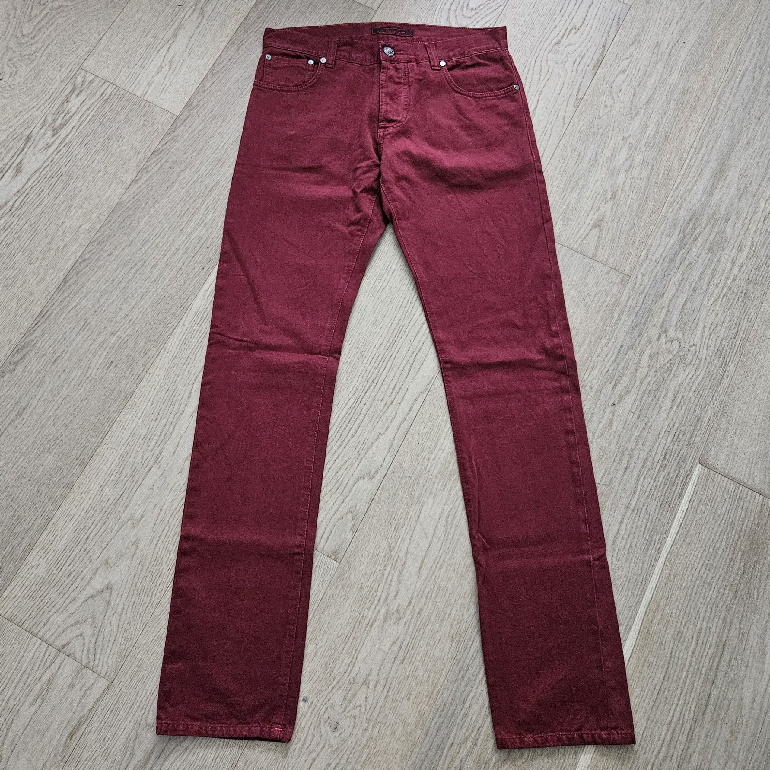 Isaia Isaia Burgundy 5-Pocket Cotton Jeans – Size 32 (48 EU) Size US 32 / EU 48 - 2 Thumbnail