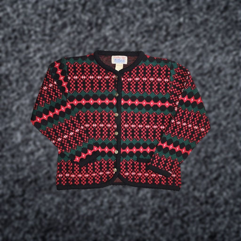Vintage VINTAGE Tally Ho Sweater Cardigan Button-Up Christmas Holiday Red Women's Size Small Size S / US 4 / IT 40 - 1 Thumbnail
