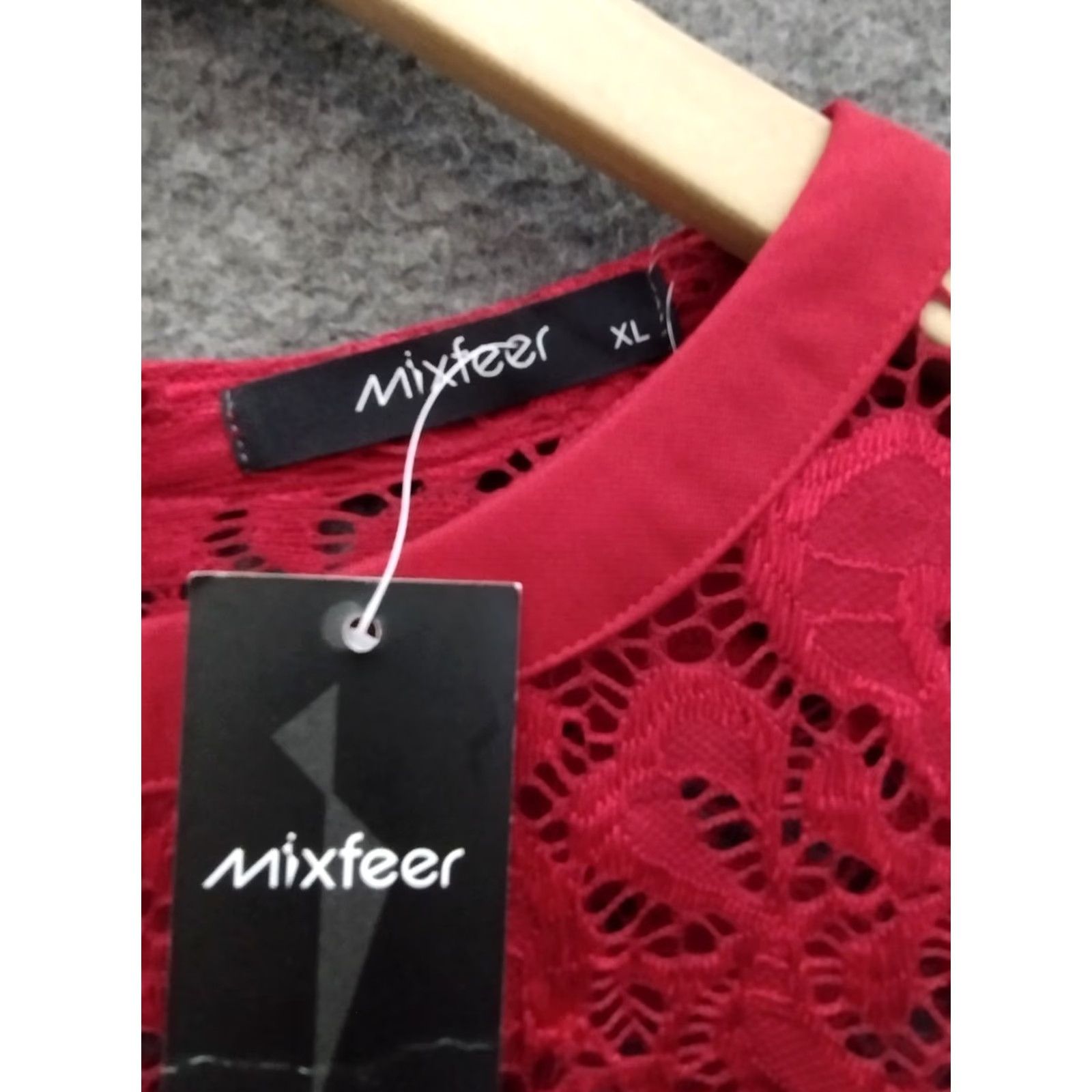 Vintage Mixfeer Red Lace Overlay Scalloped Round Neck Sleeveless Dress XL Women’s Dress Size XL / US 12-14 / IT 48-50 - 5 Thumbnail