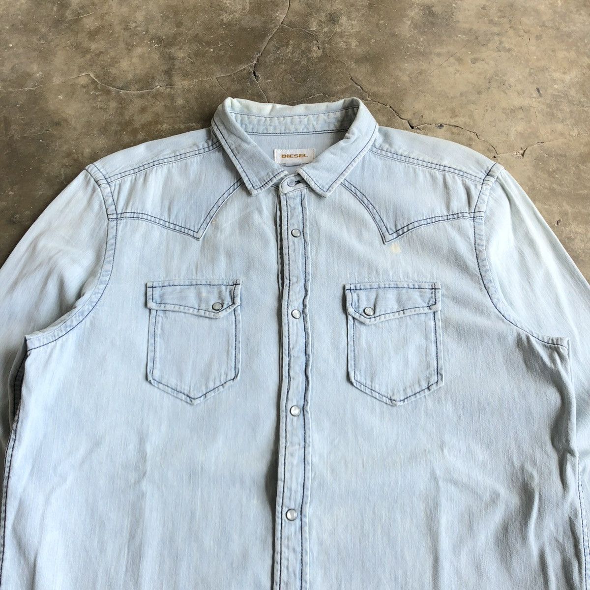Diesel Vintage Diesel Cowboy Western Shirt Blue Washed Jeans Size US XL / EU 56 / 4 - 3 Thumbnail