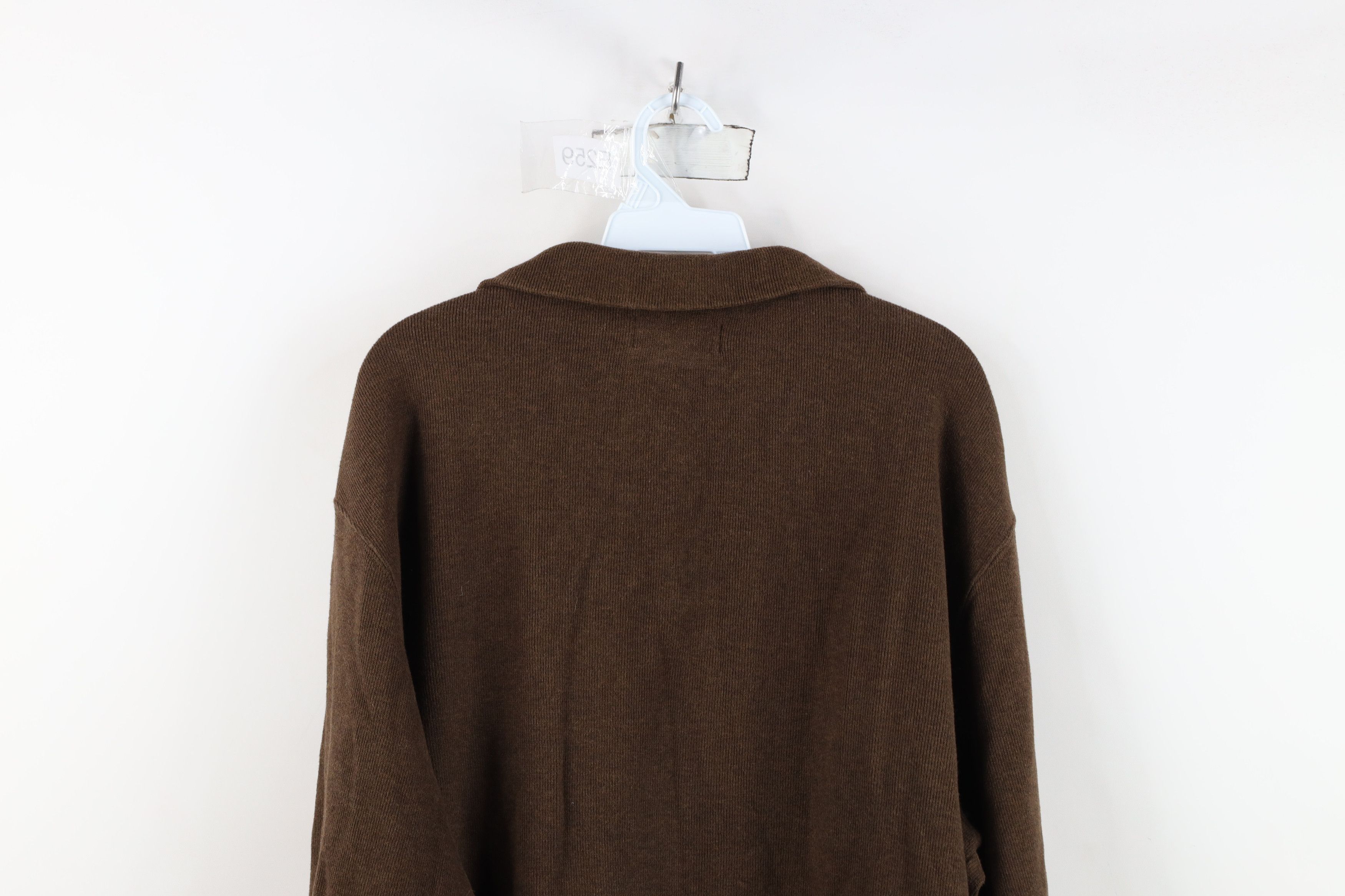 Ralph Lauren Vintage 90s Ralph Lauren Ribbed Knit Half Zip Sweater Brown Size US XXL / EU 58 / 5 - 13 Thumbnail