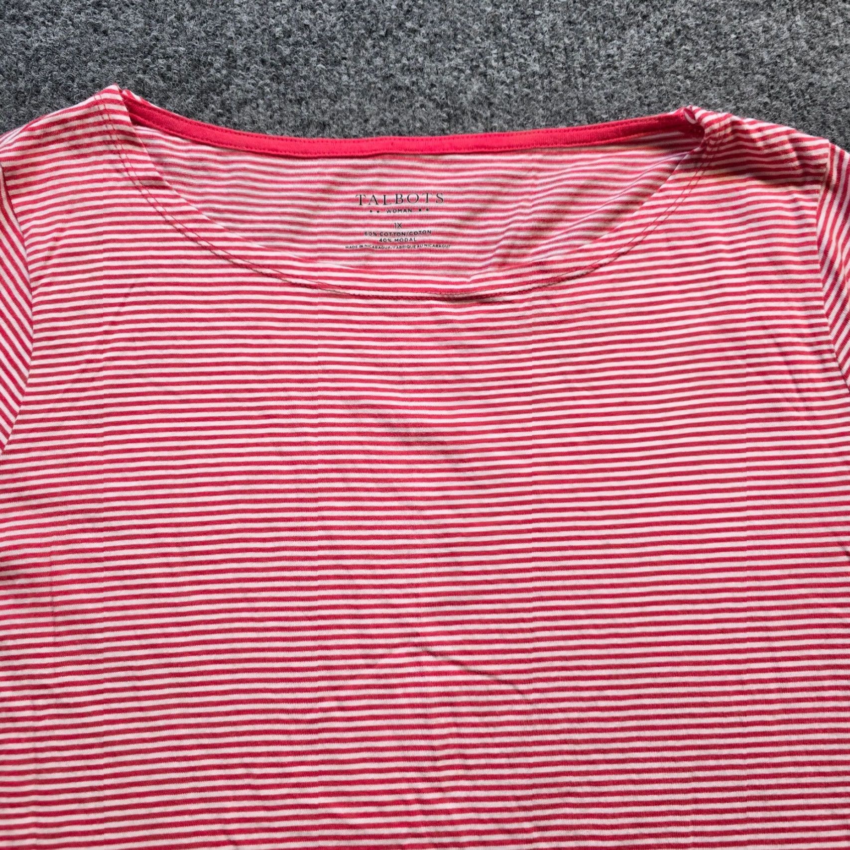 Talbots Talbots Blouse Shirt Women 1X Pink Striped 3/4 Sleeve Round Neck Stretch Casual Vintage No Ladies Mens Womens Size XL / US 12-14 / IT 48-50 - 2 Thumbnail