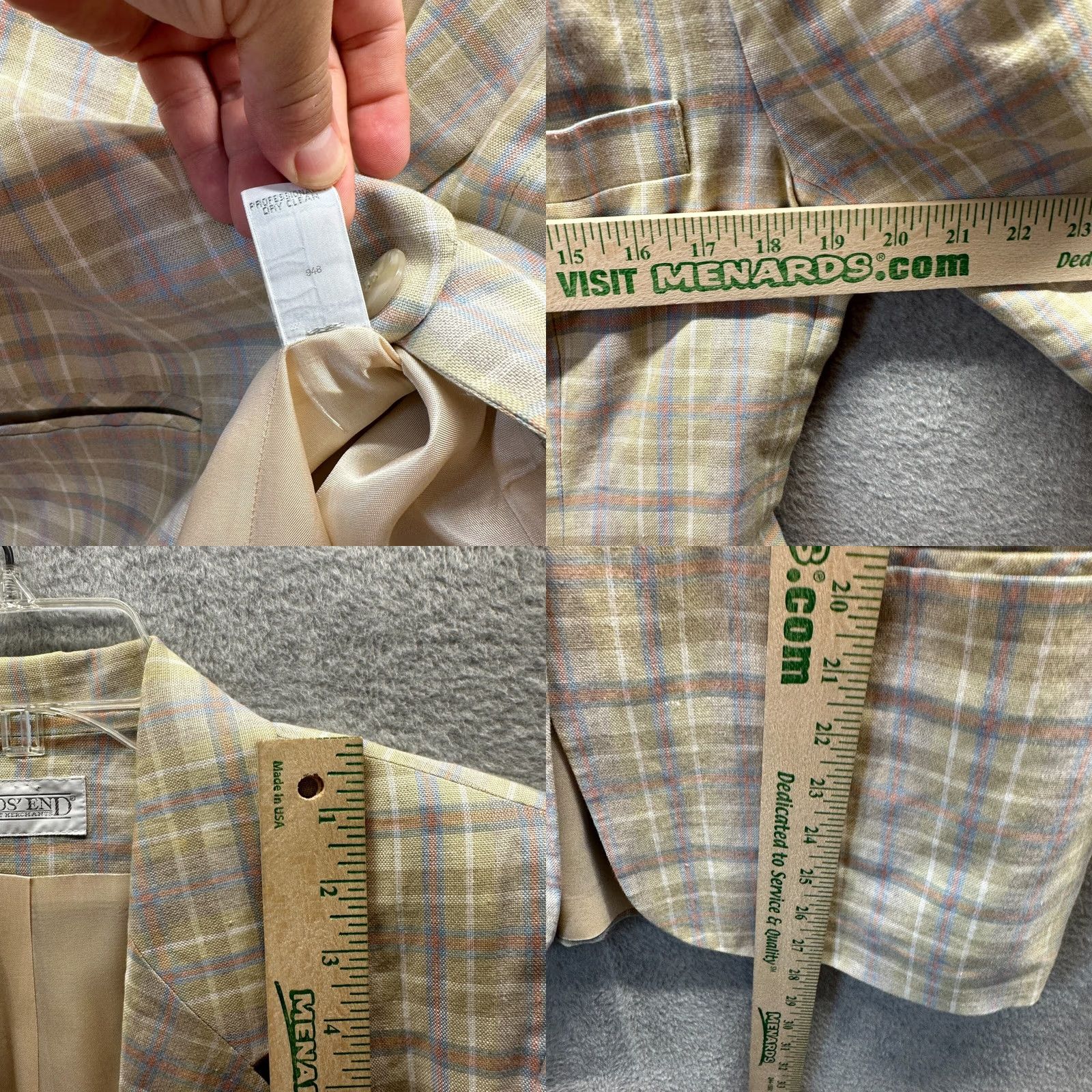 Lands' End Lands' End Jacket Womens Petite 4 Linen Plaid Blazer Coat Short Sleeve Button 80s Yellow Blue 100% Linen Ladies Mens? Size S / US 4 / IT 40 - 9 Thumbnail