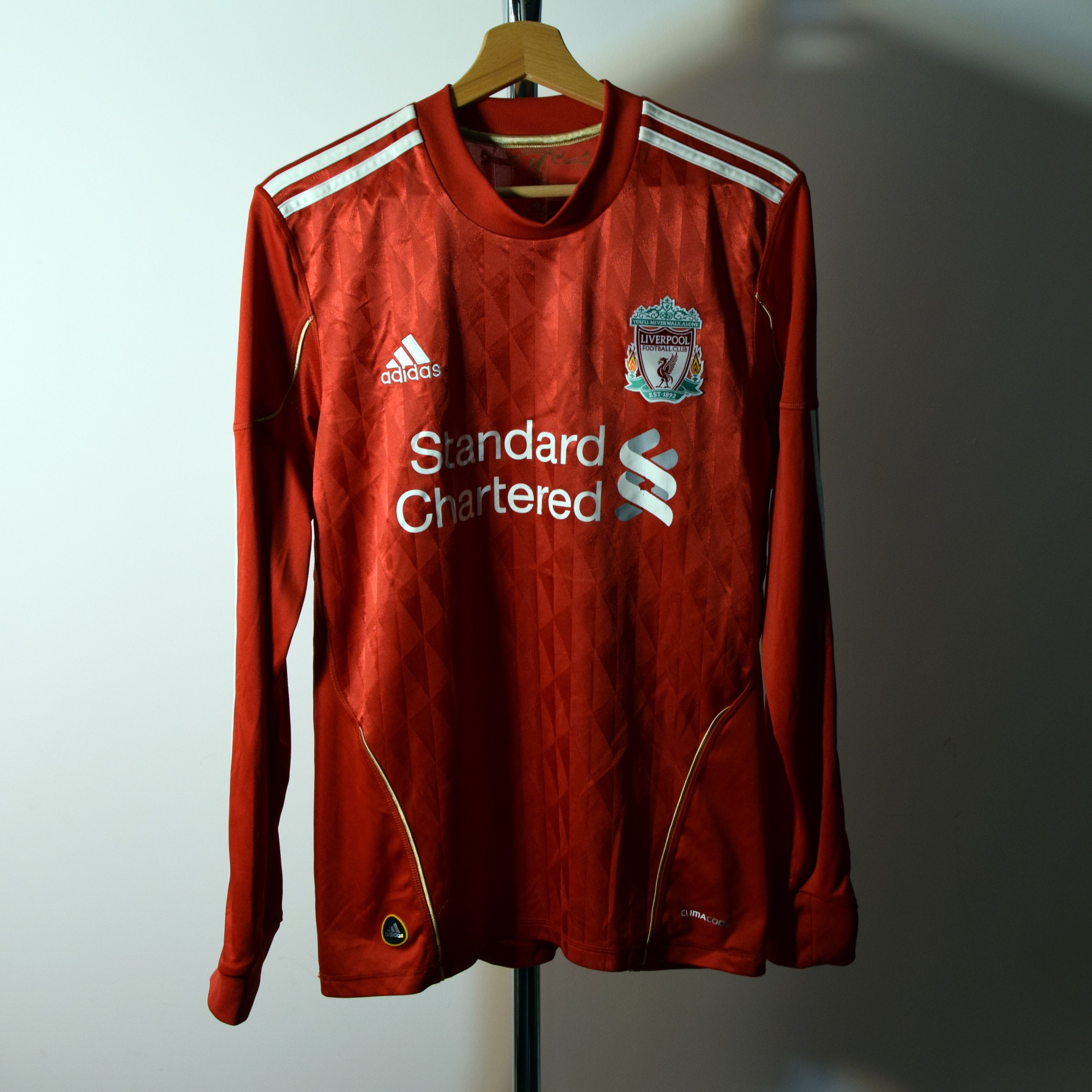 image of F.c. Liverpool 2011/12 Home Jersey Adidas Long Sleeve in Red, Men's (Size Small)