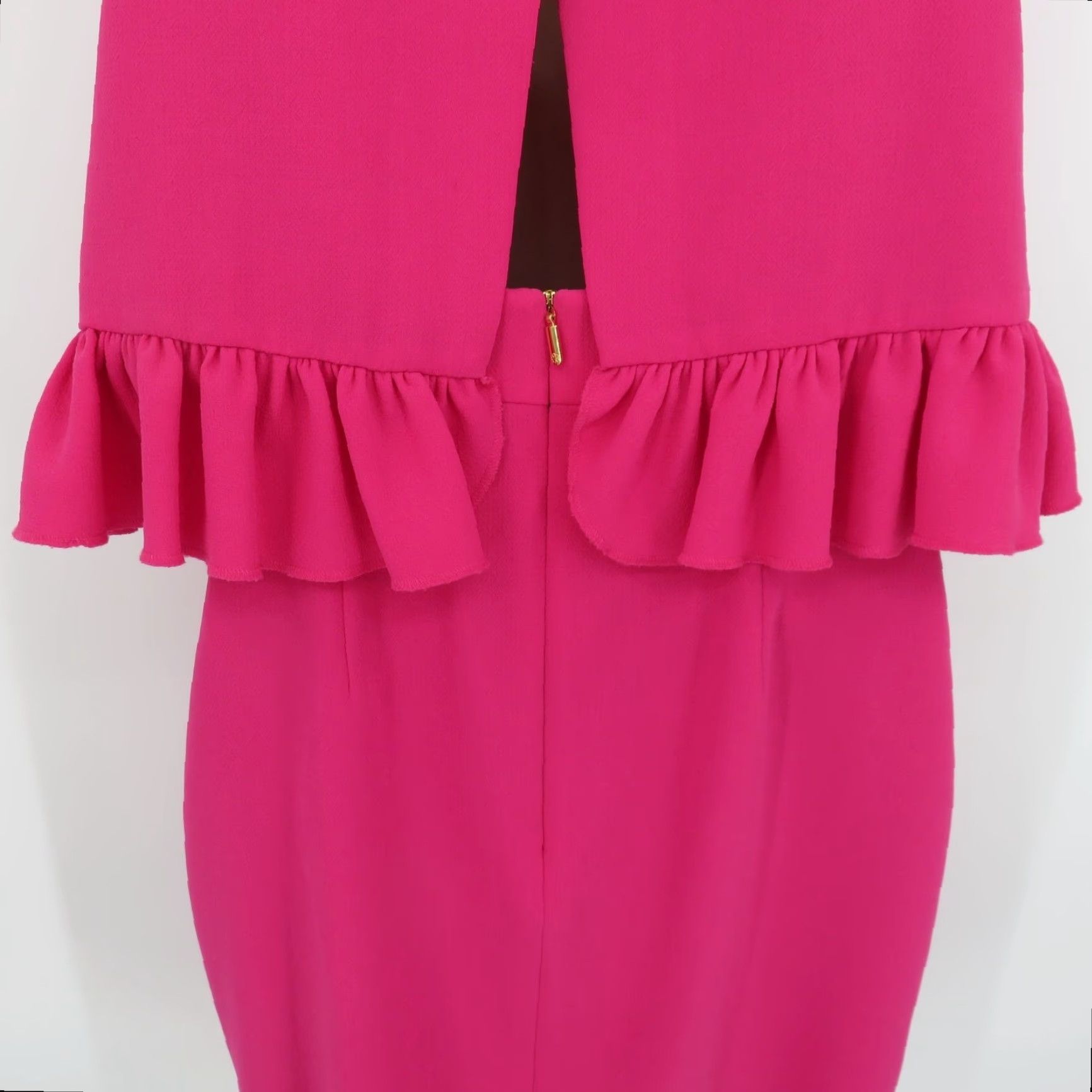 Trina Turk Trina Turk Dress Women 0 Kayleen Classic Crepe Pink Ruffle Hem Back Zip Sheath Sleeveless Party/Cocktail Vintage No Size XS / US 0-2 / IT 36-38 - 7 Thumbnail
