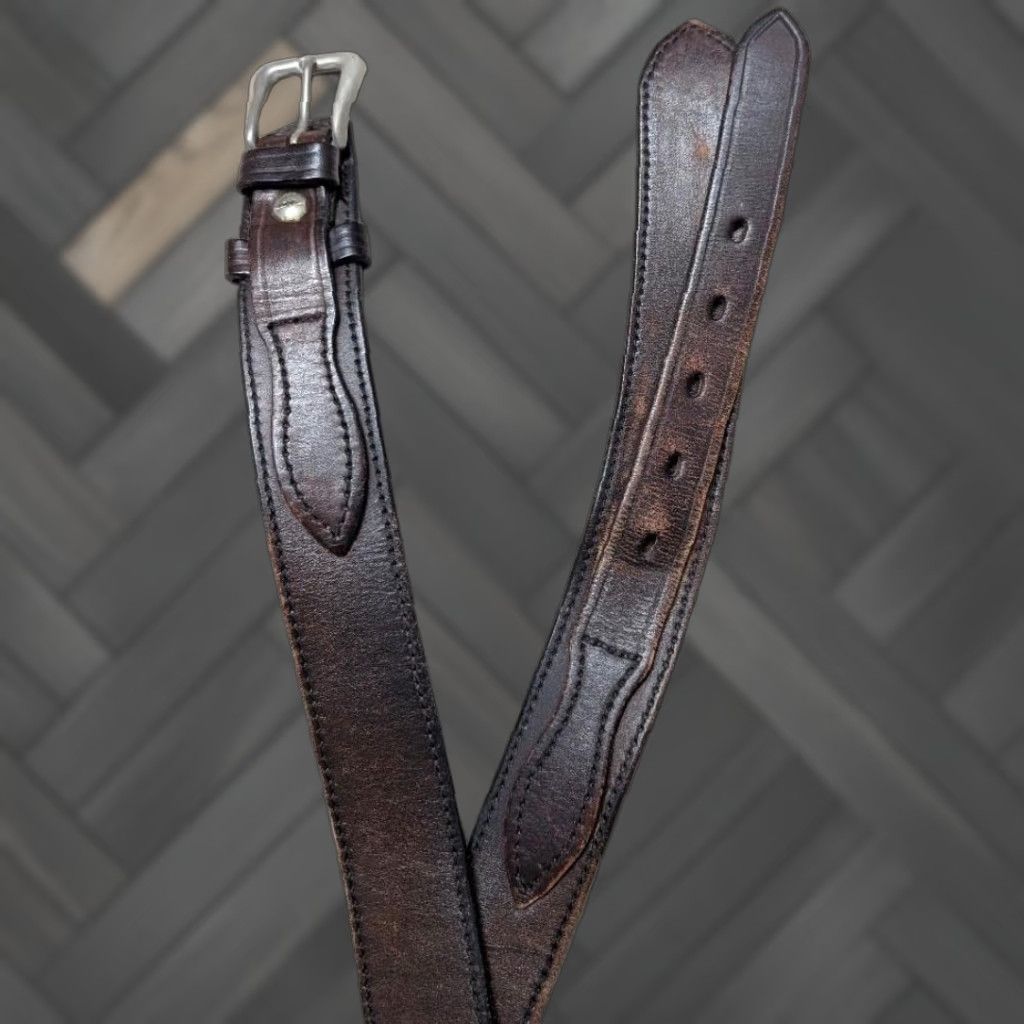 Vintage VINTAGE western belt Ranger belt brown cowhide leather 42" full grain leather, USA made, Kirkpatrick handcrafted, belt width 1-1/2" Mens Size 42 - 1 Thumbnail