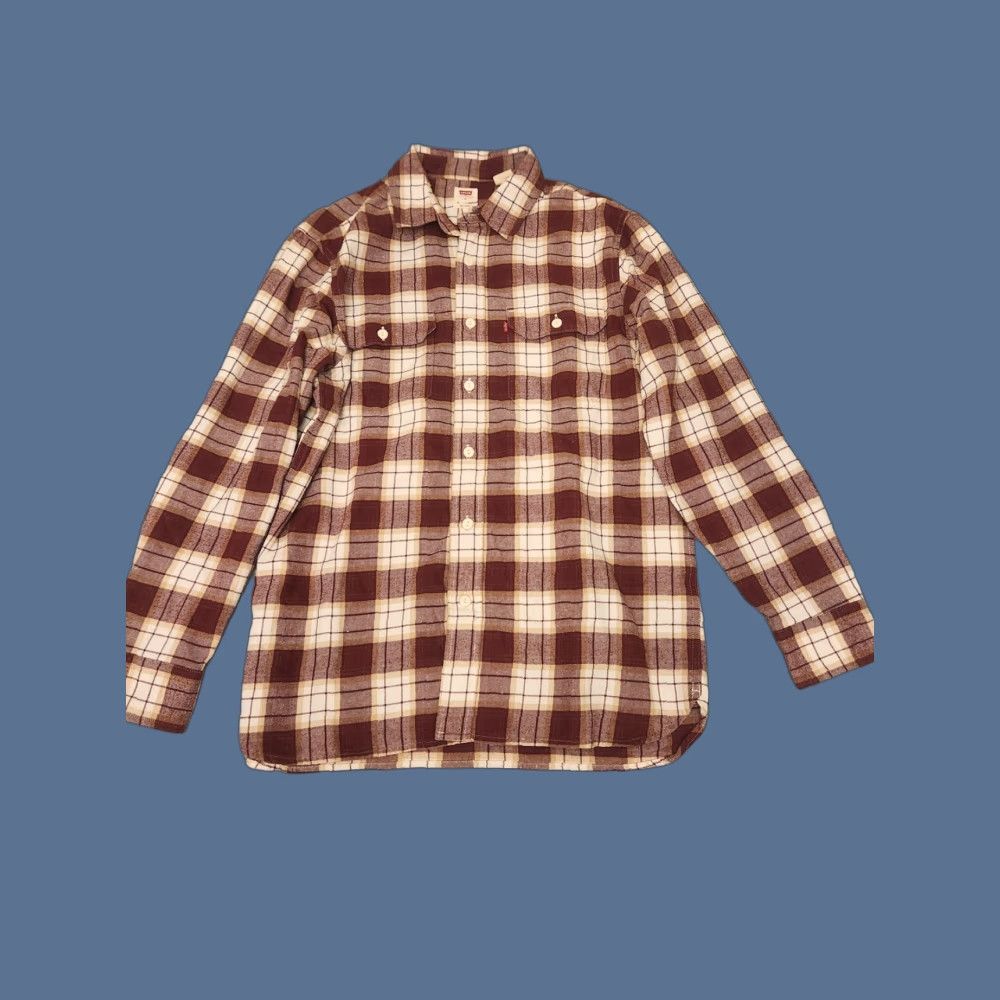Levi's Levi's Flannel Shirt Mens Medium Maroon Plaid Long Sleeve Button Front Relaxed Size US M / EU 48-50 / 2 - 1 Thumbnail