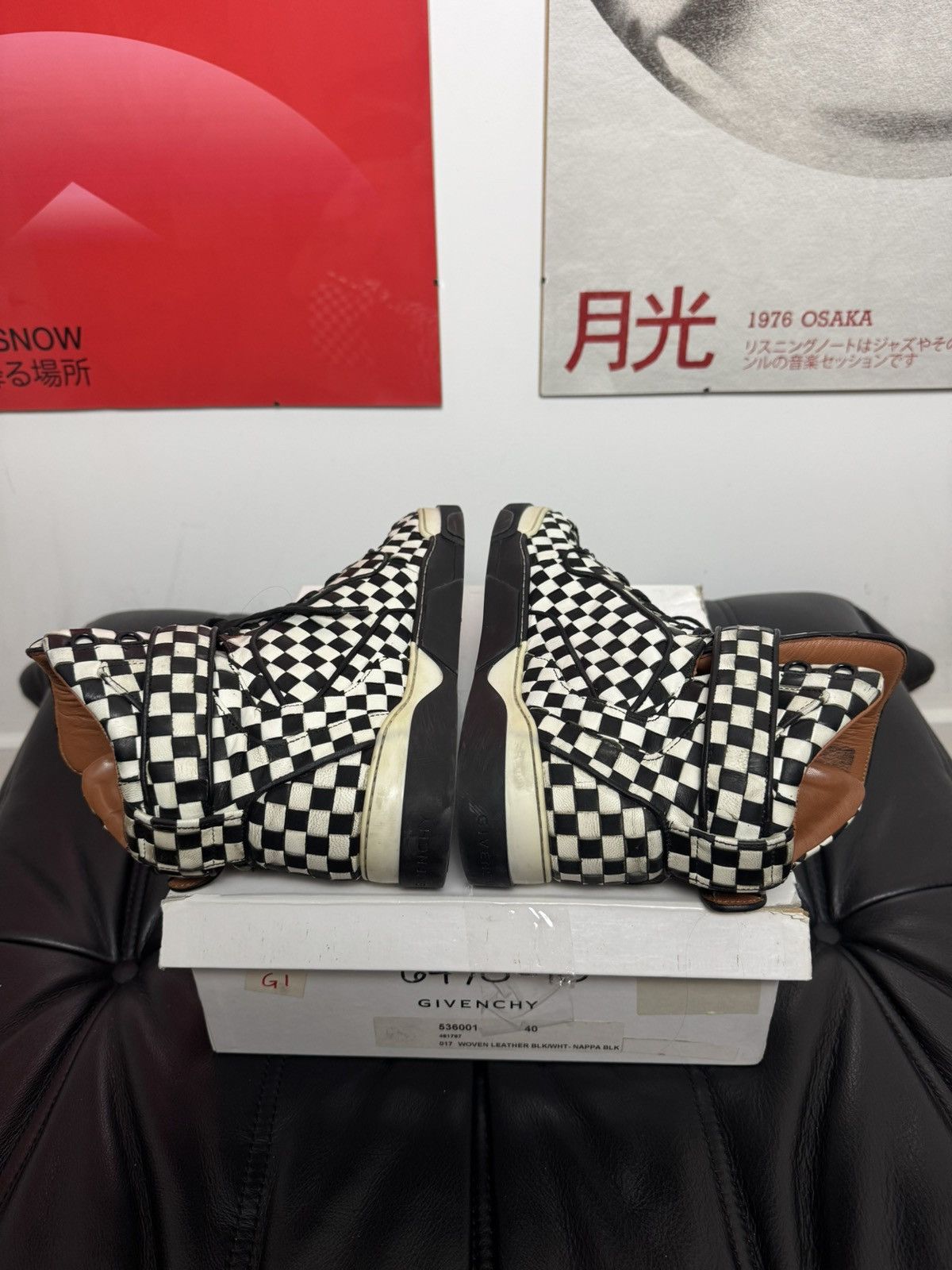 Givenchy Givenchy Tyson High-Top Sneakers Woven Leather Checkerboard Size US 7.5 / EU 40-41 - 8 Thumbnail