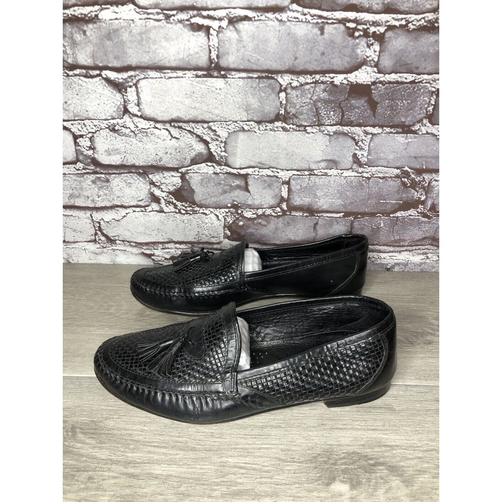 Other Santorini Black Leather BasketWeaves Woven Tassel Loafers Me Size US 9.5 / EU 42-43 - 1 Thumbnail