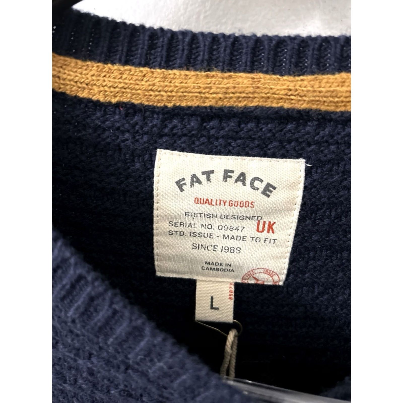 FatFace Fat Face Sweater Mens L Blue Wool Lanihill Texture Crewneck NWT Knit Pullover Casual Vintage: No, Designer Theme Size US L / EU 52-54 / 3 - 5 Thumbnail