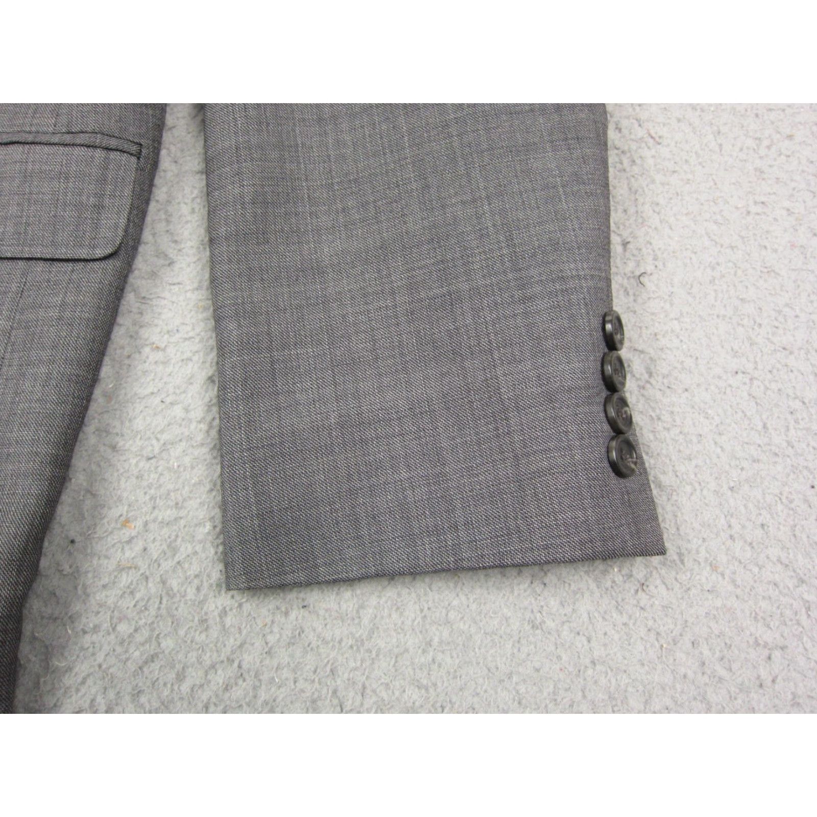 Chaps Chaps Blazer Men 44L Gray Wool Notch 2-Button Single-Breasted Suit Jacket Tuxedo Style Vintage 80s Jacket Coat Short Length - Dry Clean Only Size 44R - 4 Thumbnail