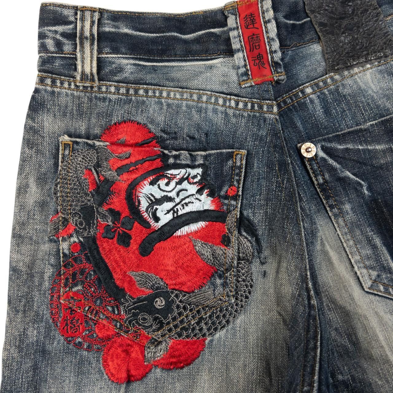 Other Vintage Big Train Embroidered Koi Japanese Denim Jeans W29 Size US 29 - 7 Thumbnail