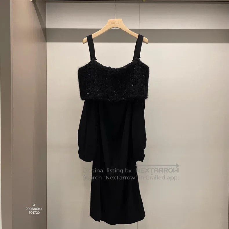 Brunello Cucinelli Brunello Cucinelli Black New Wool Sequined Strapless Dress Size XL / US 12-14 / IT 48-50 - 1 Thumbnail