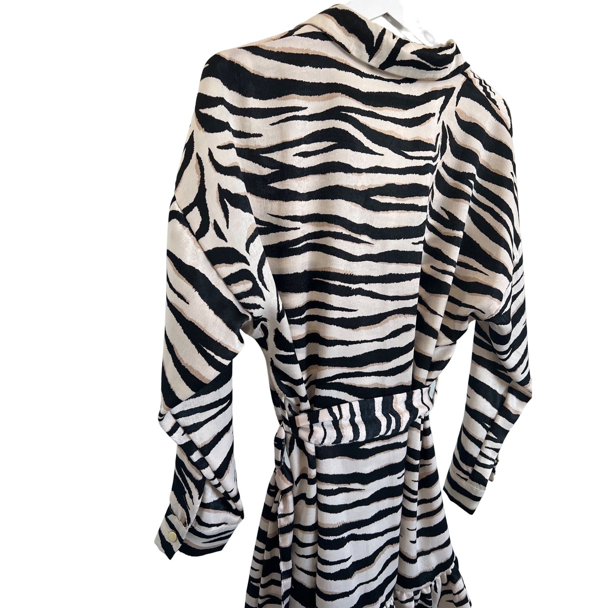 Zara Zara Zebra Print Belted Shirt Dress Size S / US 4 / IT 40 - 5 Thumbnail