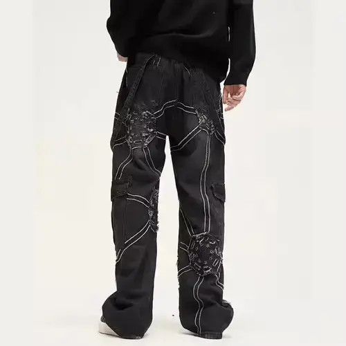 Vintage Black Galaxy Patch Denim Pant Size US 34 / EU 50 - 4 Thumbnail