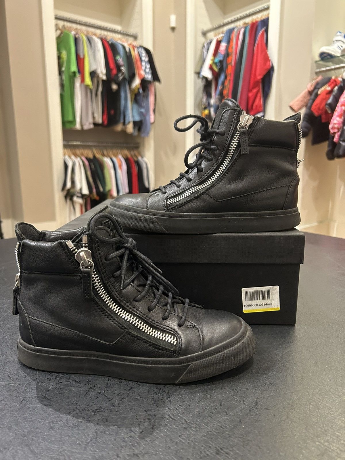 Giuseppe Zanotti Giuseppe Zanotti Zip Leather High Top Sneakers Size US 5 / IT 35 - 1 Thumbnail