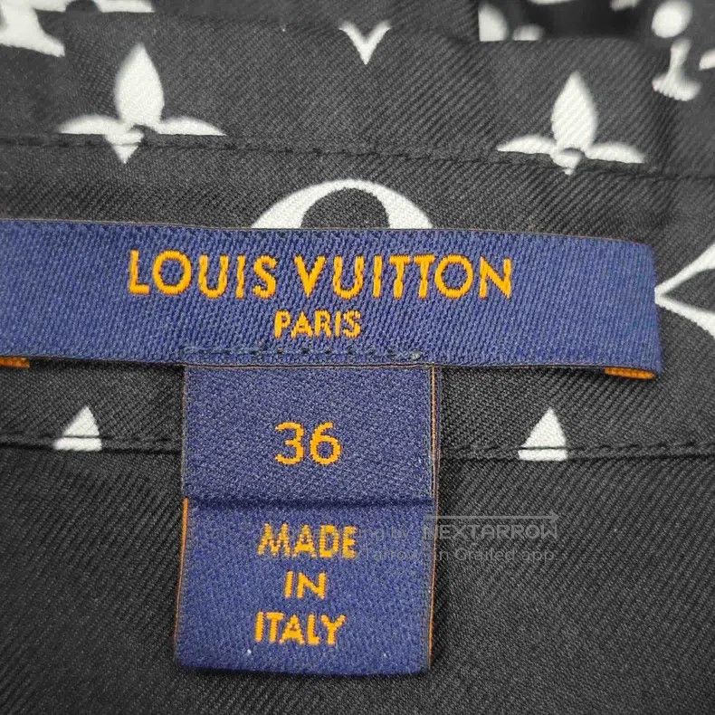 Louis Vuitton Louis Vuitton Black full logo mulberry silk shirt Size XS / US 0-2 / IT 36-38 - 5 Thumbnail