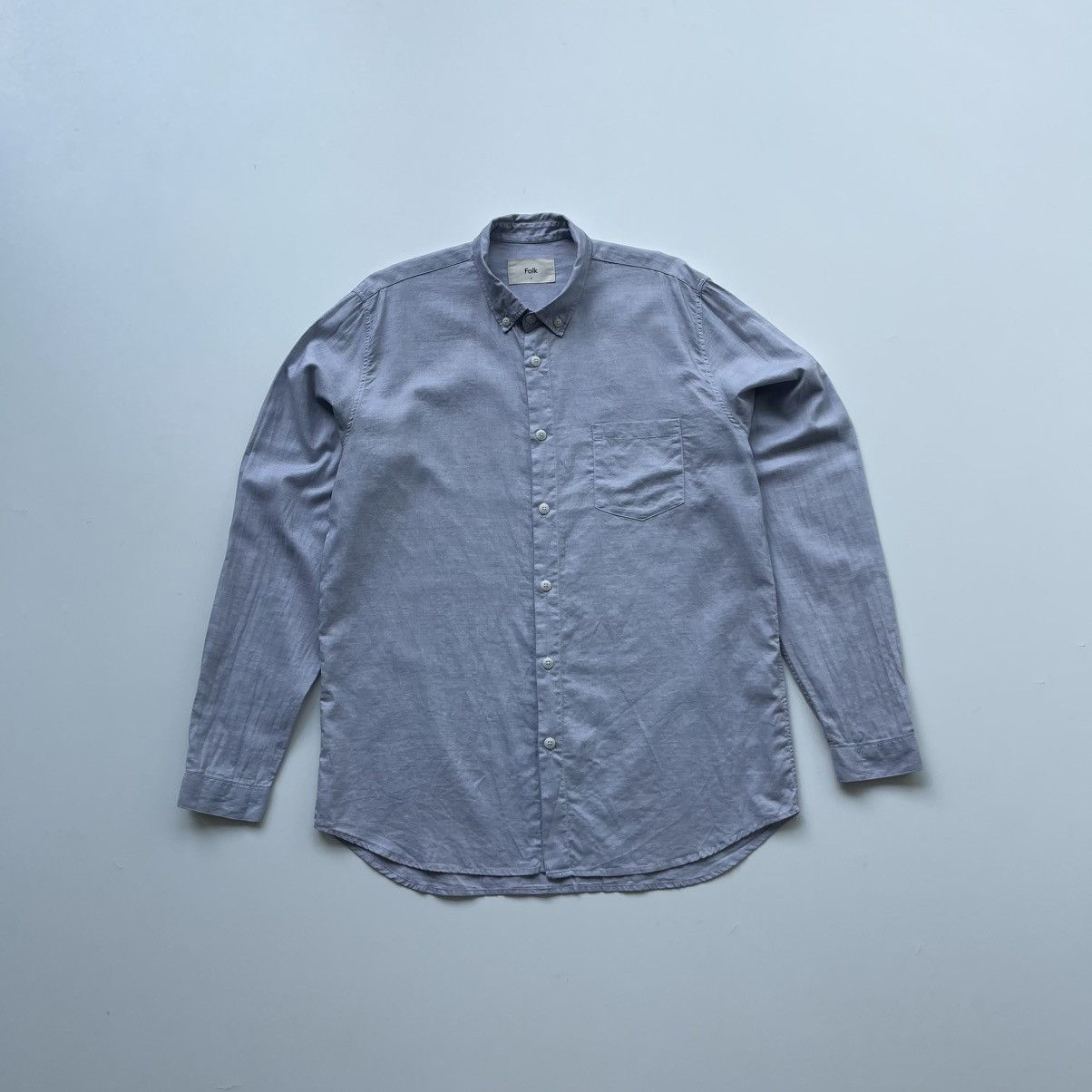Folk Folk Pocket Relaxed Fit Lightweight Button Ups Shirt Blue Size US L / EU 52-54 / 3 - 1 Thumbnail