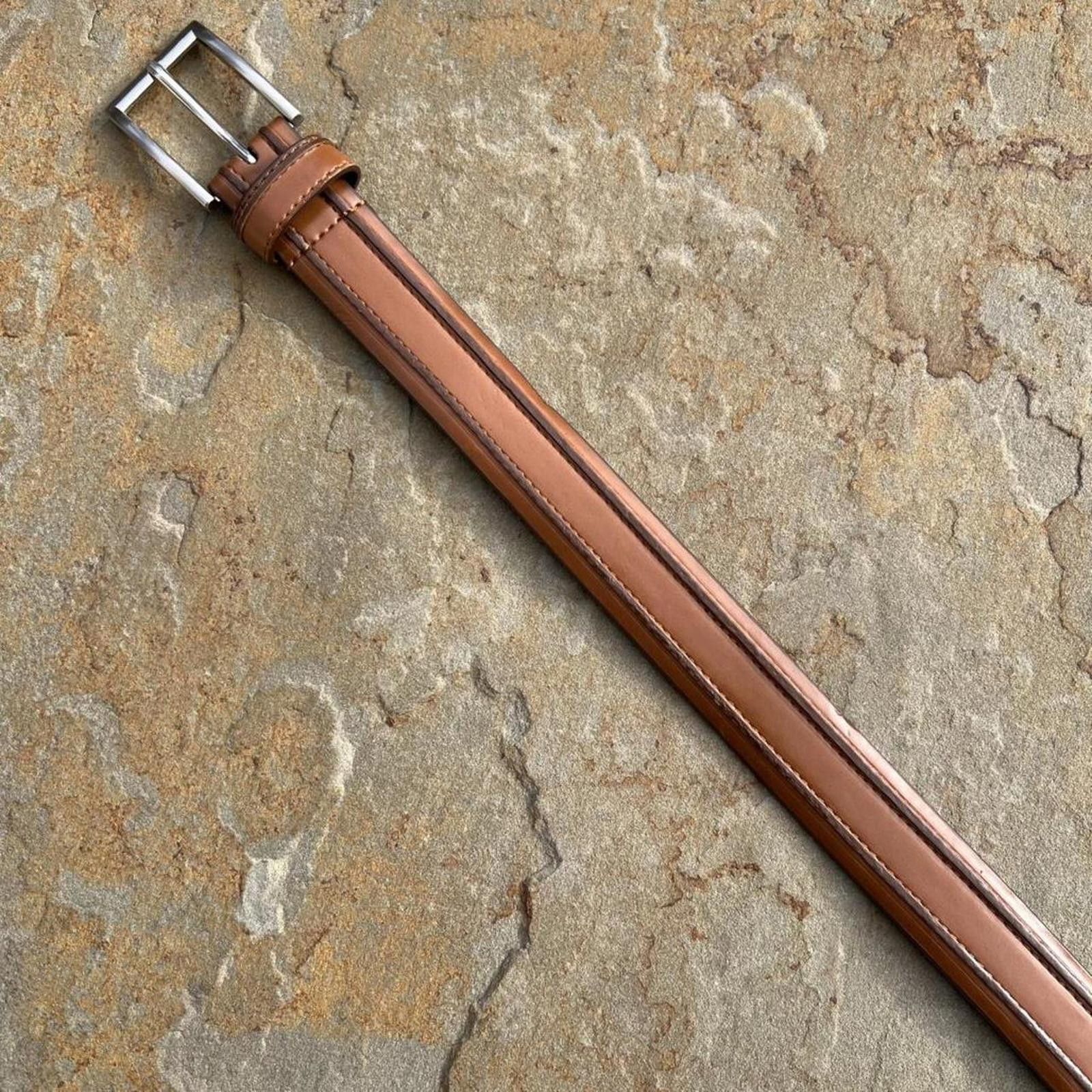 Florsheim Y2K Brown Leather Rib Belt Size ONE SIZE - 3 Thumbnail